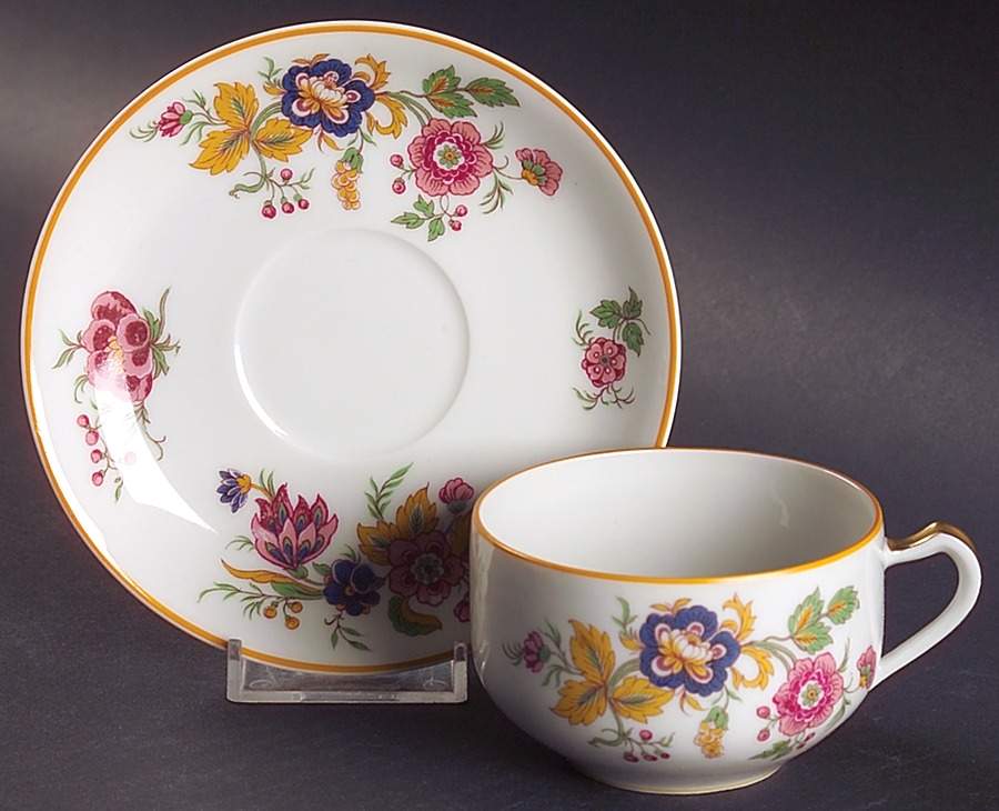 Lorraine Flat Cup & Saucer Set by Haviland-1