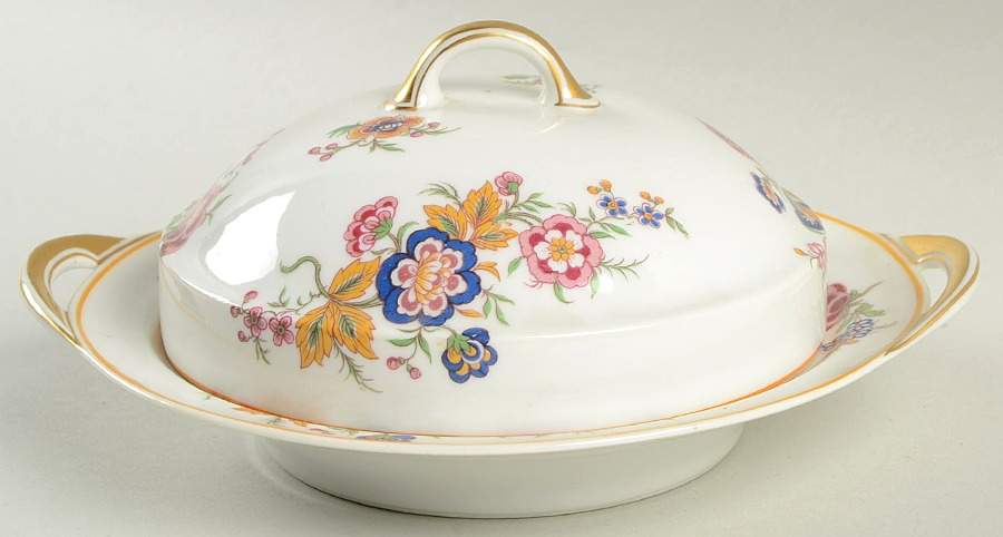 Lorraine Round Covered Butter with Strainer by Haviland-1