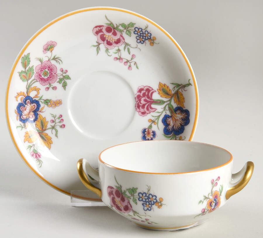 Lorraine Flat Bouillon Cup & Saucer by Haviland-1