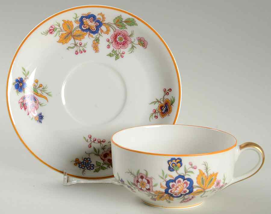 Lorraine Flat Cup & Saucer Set by Haviland-1