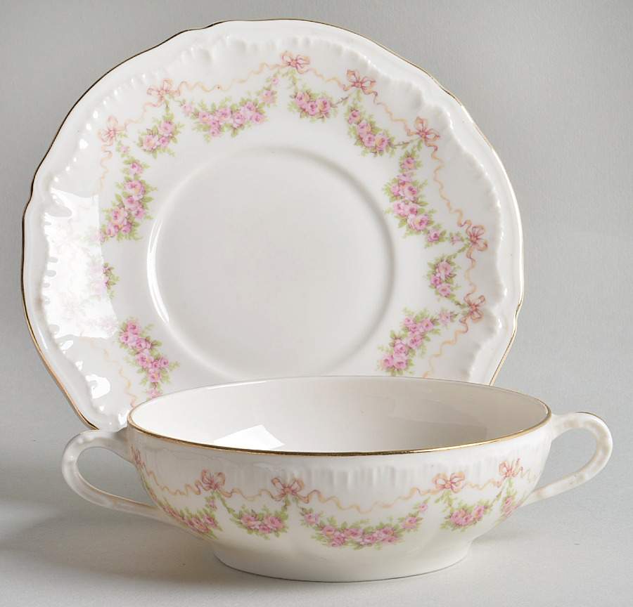 Louise Flat Cream Soup Bowl & Saucer Set by Haviland-1