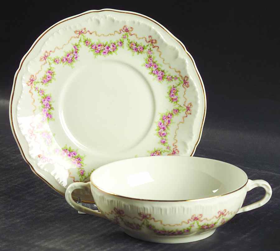 Louise Flat Cream Soup Bowl & Saucer Set by Haviland-1