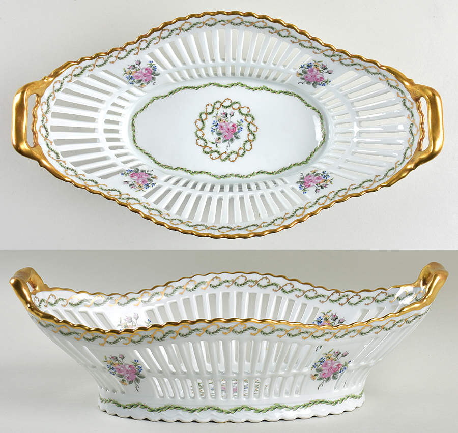 Louveciennes 12" Oval Pierced Basket by Haviland-1