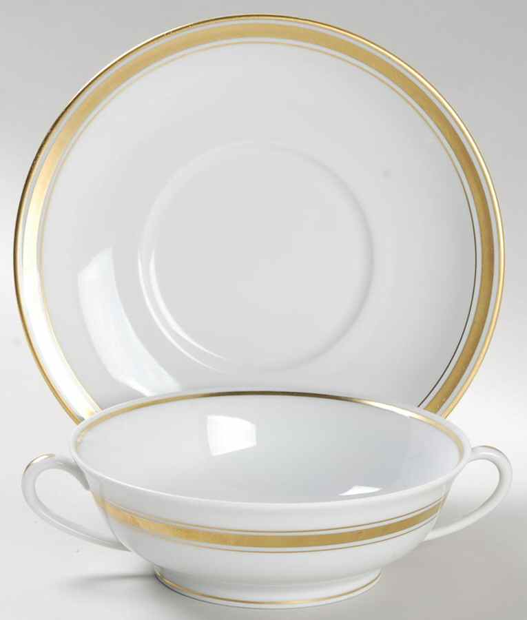 Louvre (Newer) Footed Cream Soup Bowl & Saucer Set by Haviland-1