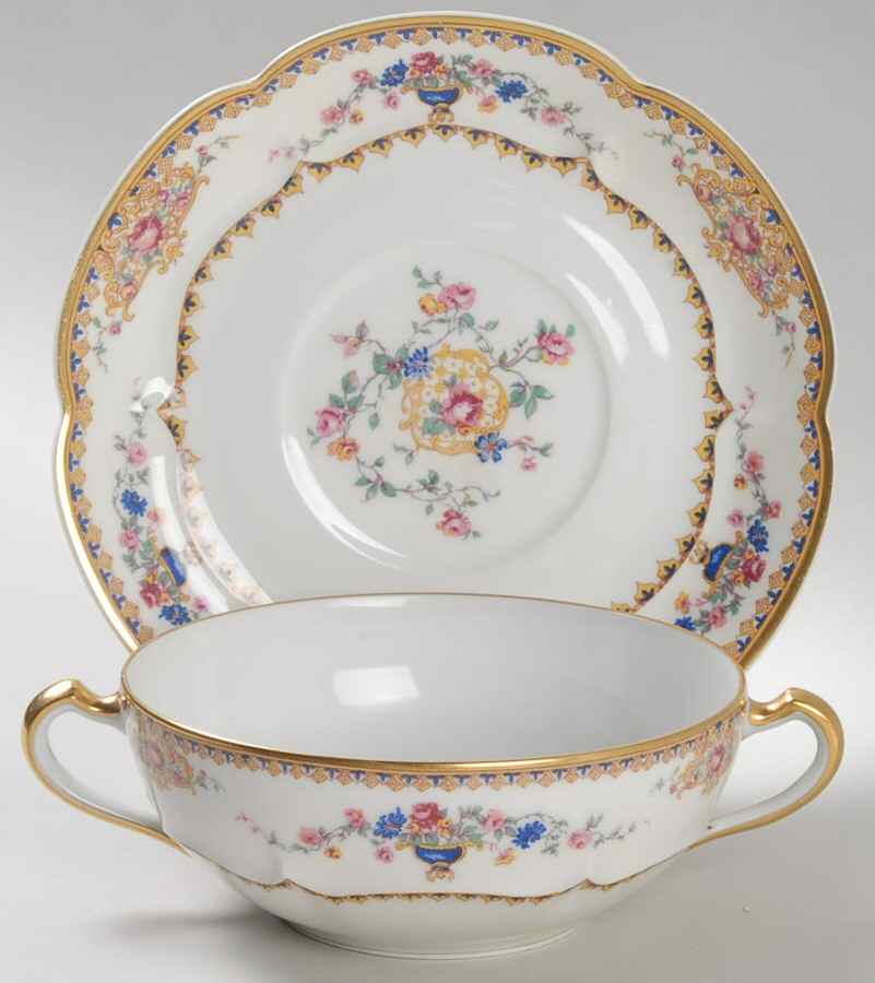 Lugano Flat Cream Soup Bowl & Saucer Set by Haviland-1