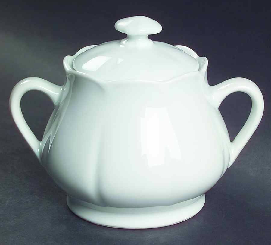 Lutece White Sugar Bowl & Lid by Haviland-1