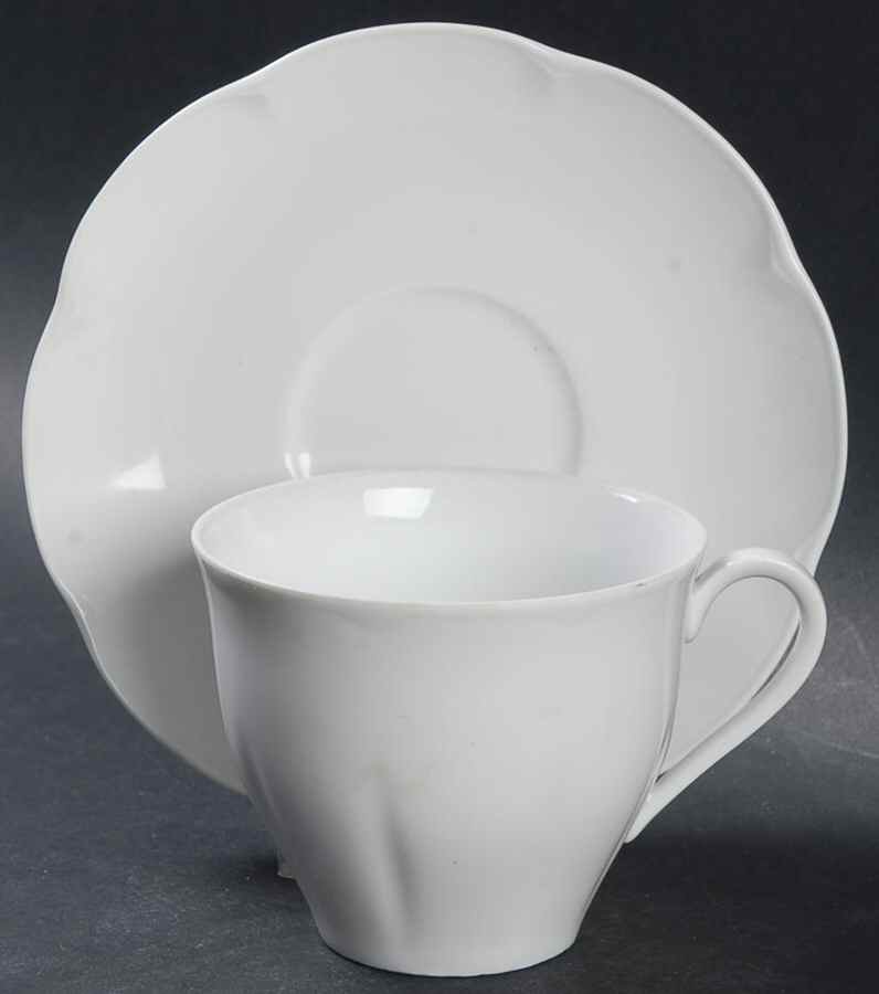 Lutece White Flat Cup & Saucer Set by Haviland-1