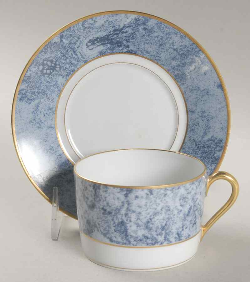 Marbre Bleu Flat Cup & Saucer Set by Haviland-1