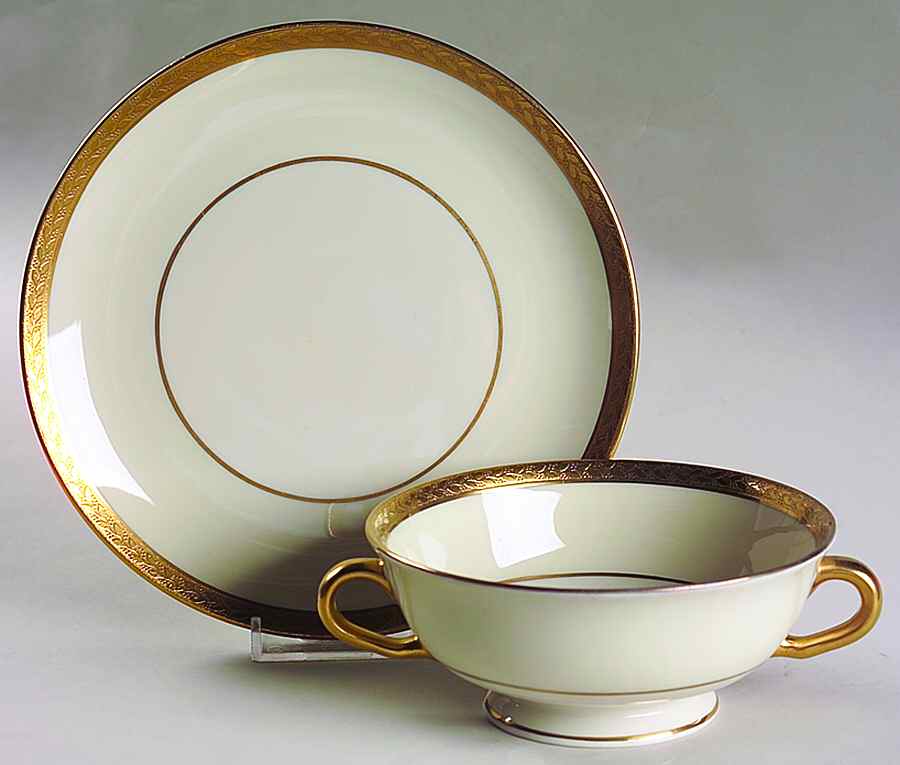 Madison (New York) Footed Cream Soup Bowl & Saucer Set by Haviland-1