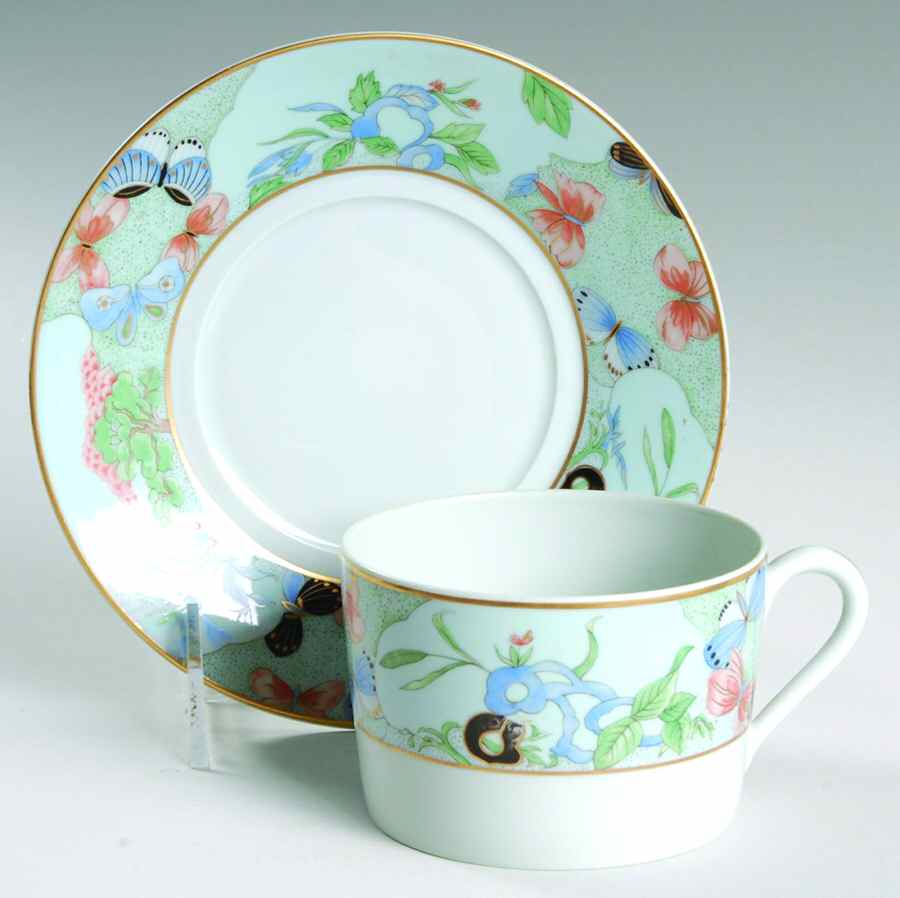 Madoura (Celadon Background) Flat Cup & Saucer Set by Haviland-1