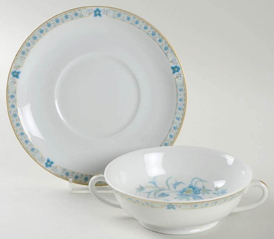 Marie Louise Footed Cream Soup Bowl & Saucer Set by Haviland-1