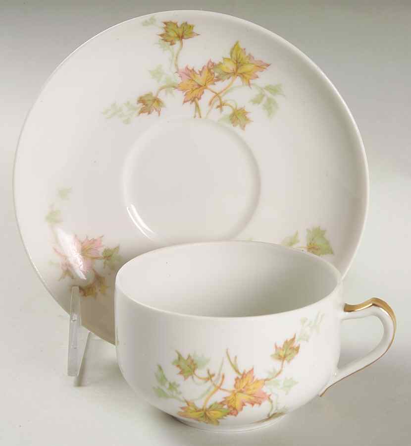 Maple Leaf Footed Cup & Saucer Set by Haviland-1