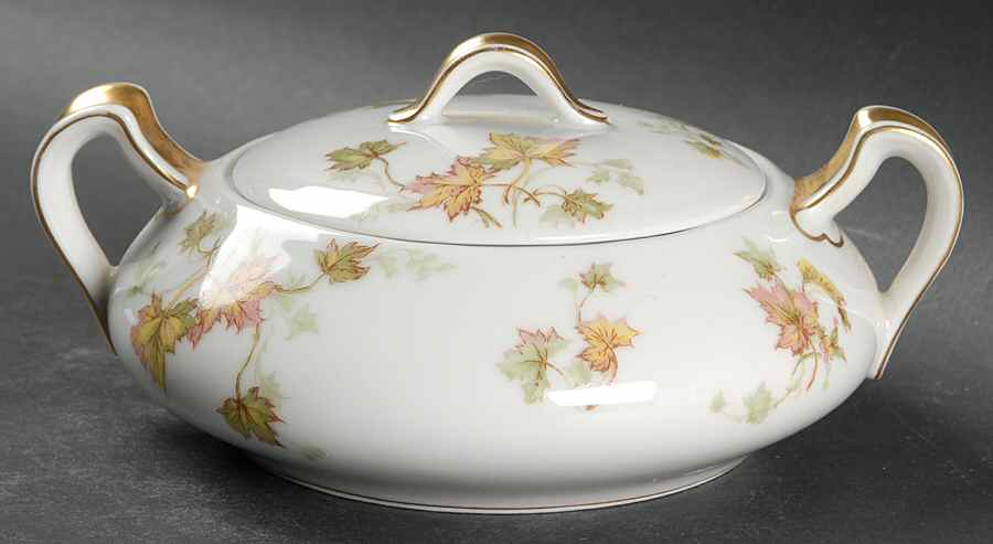 Maple Leaf Sugar Bowl & Lid by Haviland-1