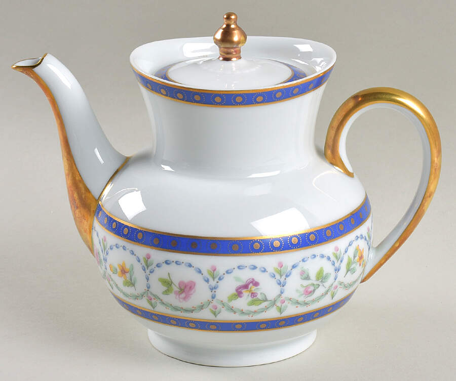 Malmaison (Newer, Blue Bands) Small Teapot & Lid by Haviland-1