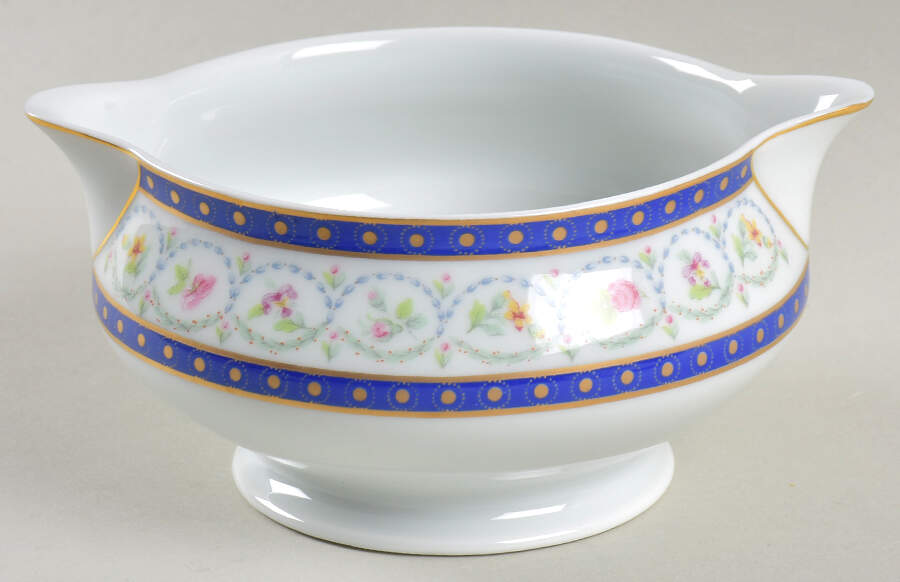 Malmaison (Newer, Blue Bands) Round Gravy Boat by Haviland-1