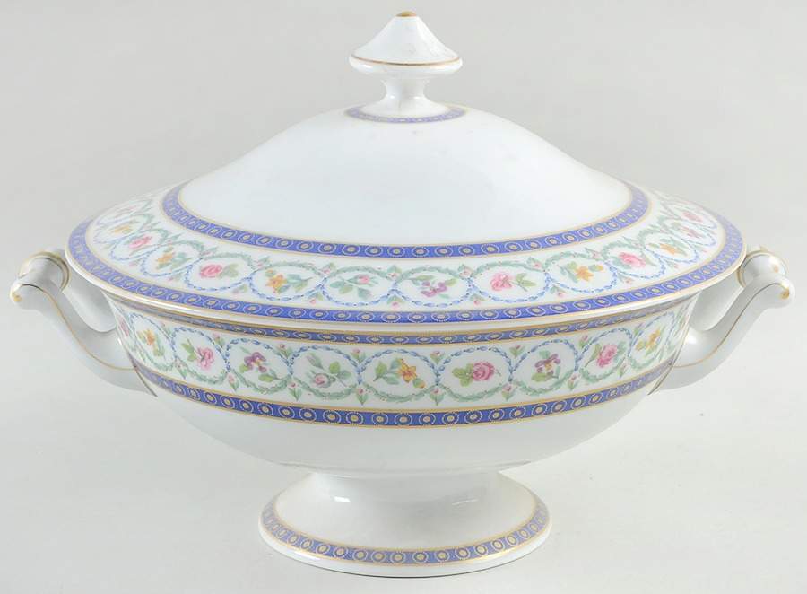 Malmaison (Newer, Blue Bands) Tureen &  Lid by Haviland-1
