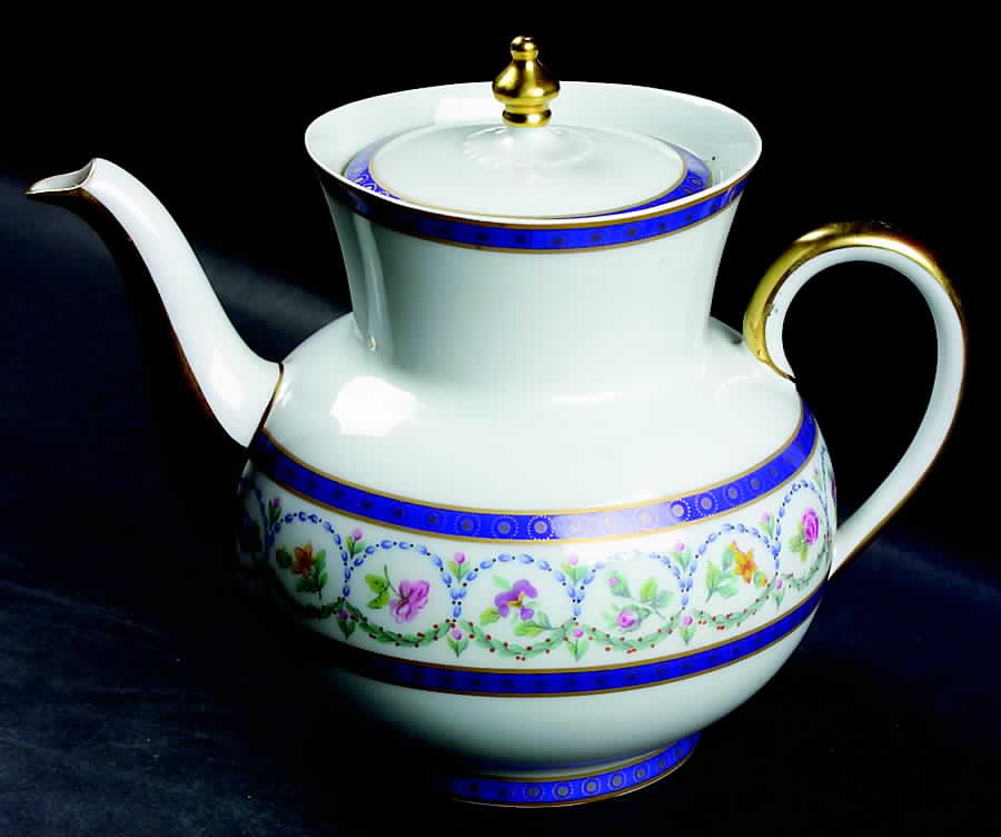 Malmaison (Newer, Blue Bands) Teapot & Lid by Haviland-1