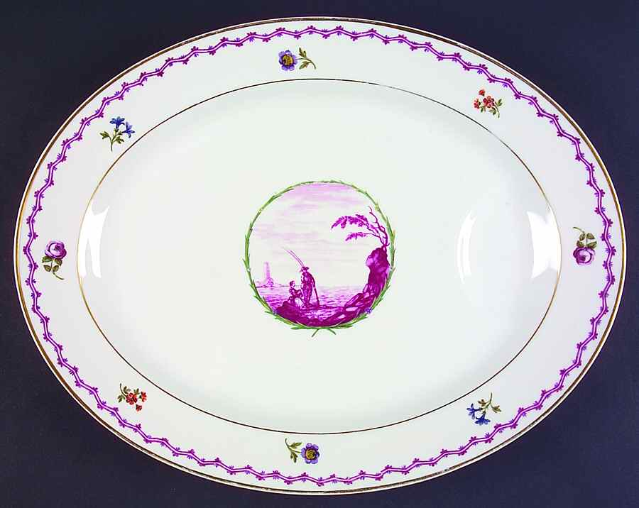 Malmaison (Older, Purple Scene) 15" Oval Serving Platter by Haviland-1