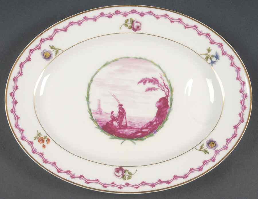 Malmaison (Older, Purple Scene) 11" Oval Serving Platter by Haviland-1