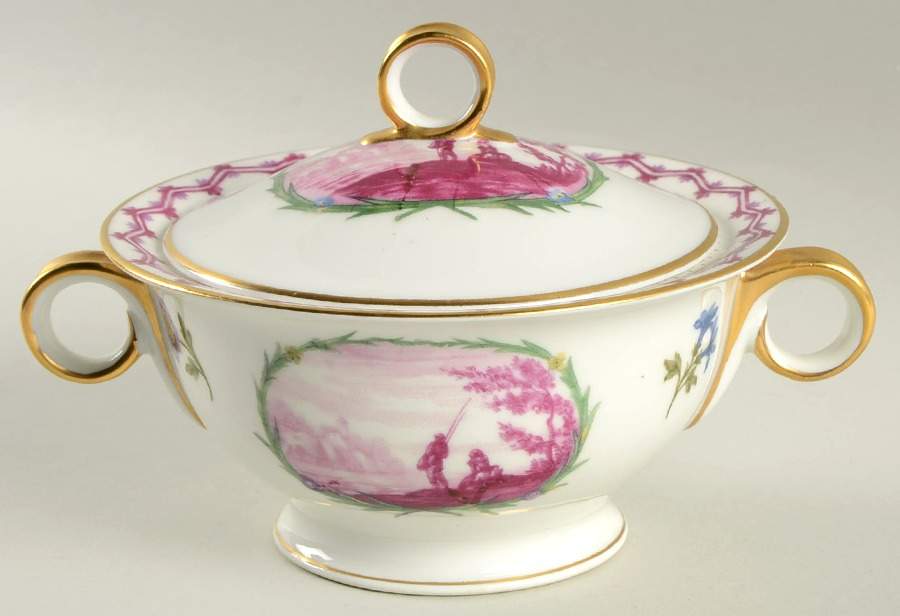Malmaison (Older, Purple Scene) Sugar Bowl & Lid by Haviland-1
