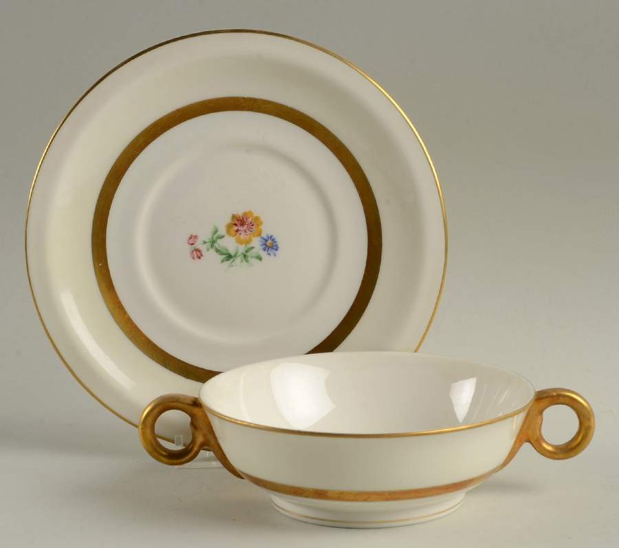 Marlborough (New York) Footed Cream Soup Bowl & Saucer Set by Haviland-1