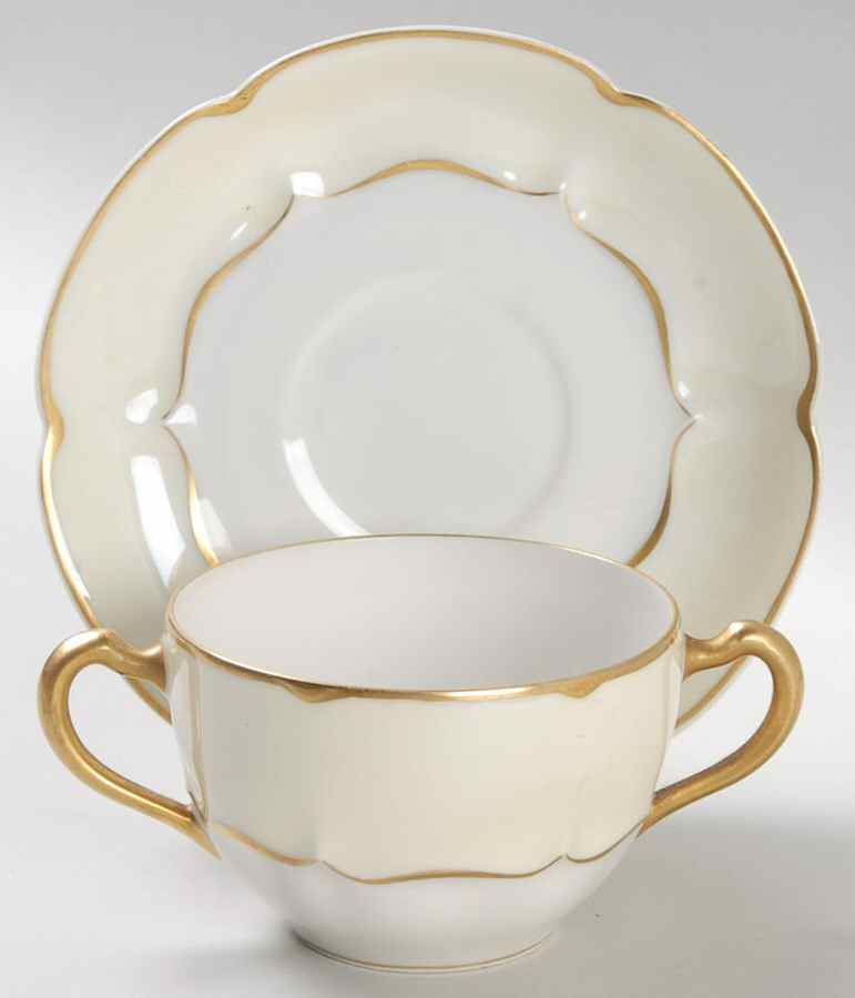 Marlborough (Cream Rim) Flat Bouillon Cup & Saucer by Haviland-1