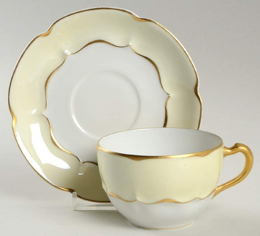 Marlborough (Cream Rim) Flat Cup & Saucer Set by Haviland-1