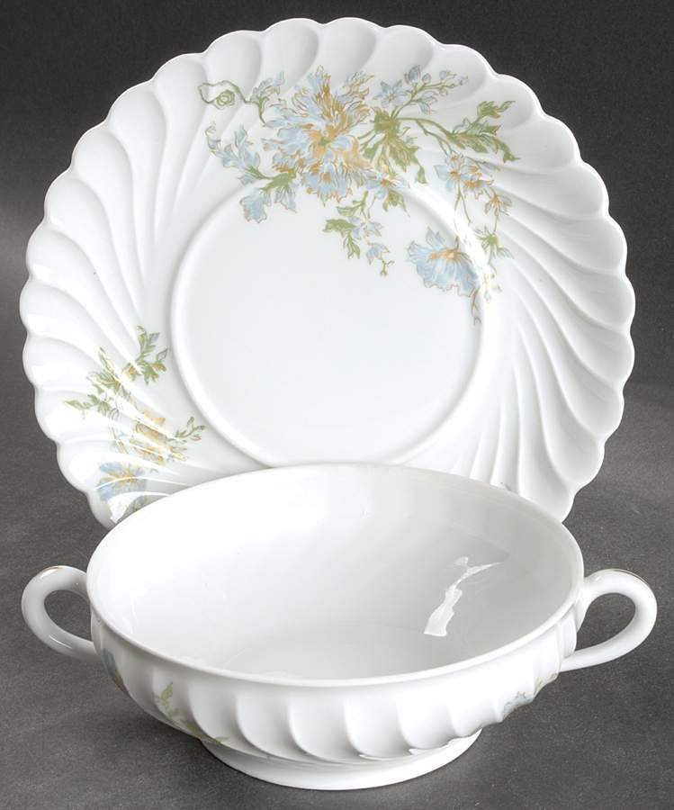Margaux Flat Cream Soup Bowl & Saucer Set by Haviland-1