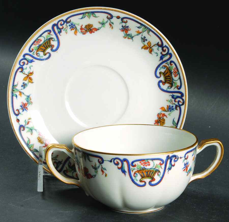 Marguerite Flat Bouillon Cup & Saucer by Haviland-1
