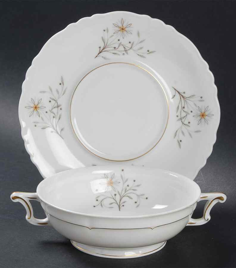 Marnelle Footed Cream Soup Bowl & Saucer Set by Haviland-1
