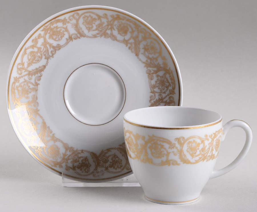 Marquise (Thin Gold Trim) Flat Demitasse Cup & Saucer Set by Haviland-1