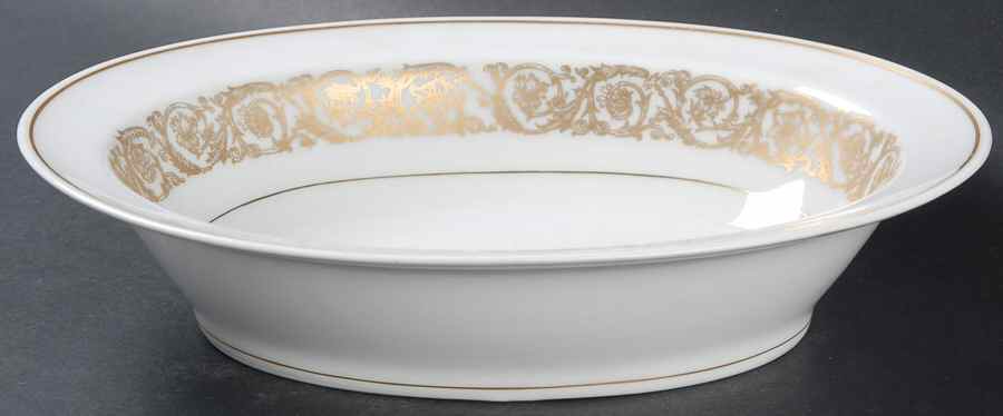 Marquise (Thin Gold Trim) 9" Oval Vegetable Bowl by Haviland-1