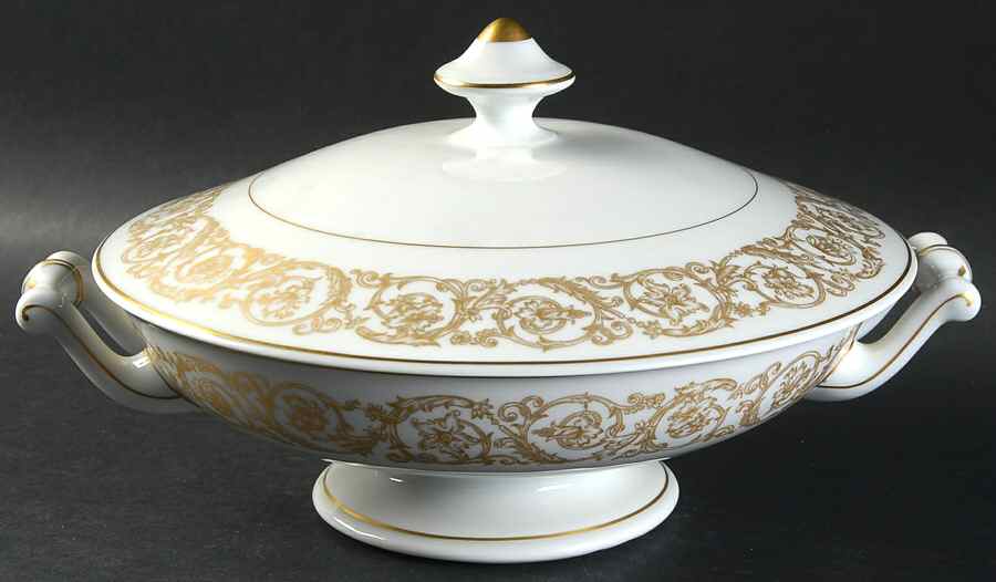 Marquise (Thin Gold Trim) Round Covered Vegetable by Haviland-1