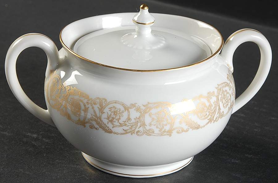Marquise (Thin Gold Trim) Sugar Bowl & Lid by Haviland-1