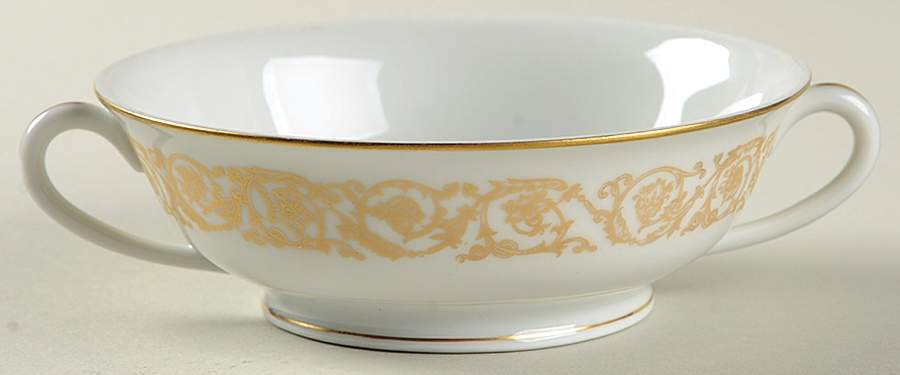 Marquise (Thin Gold Trim) Footed Cream Soup Bowl by Haviland-1