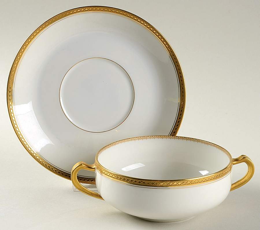 Marquis  Flat Cream Soup Bowl & Saucer Set by Haviland-1