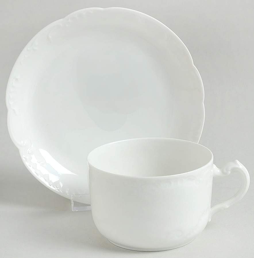 Marseille (All White) Flat Cup & Saucer Set by Haviland-1