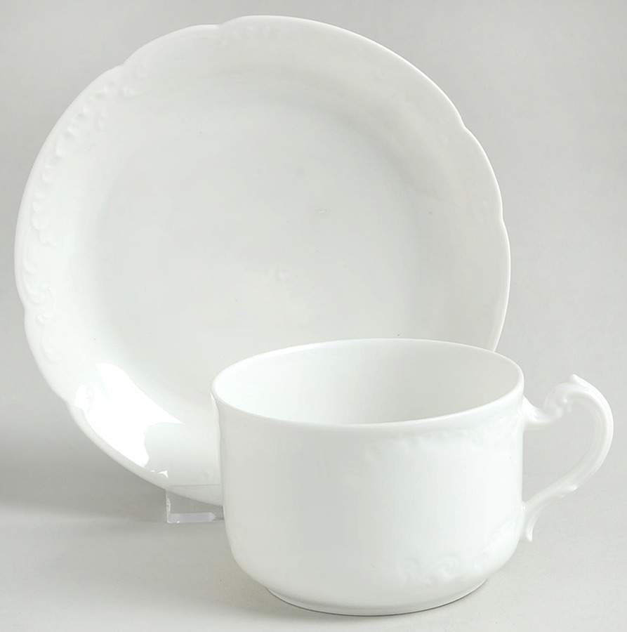 Marseille (All White) Flat Cup & Saucer Set by Haviland-1