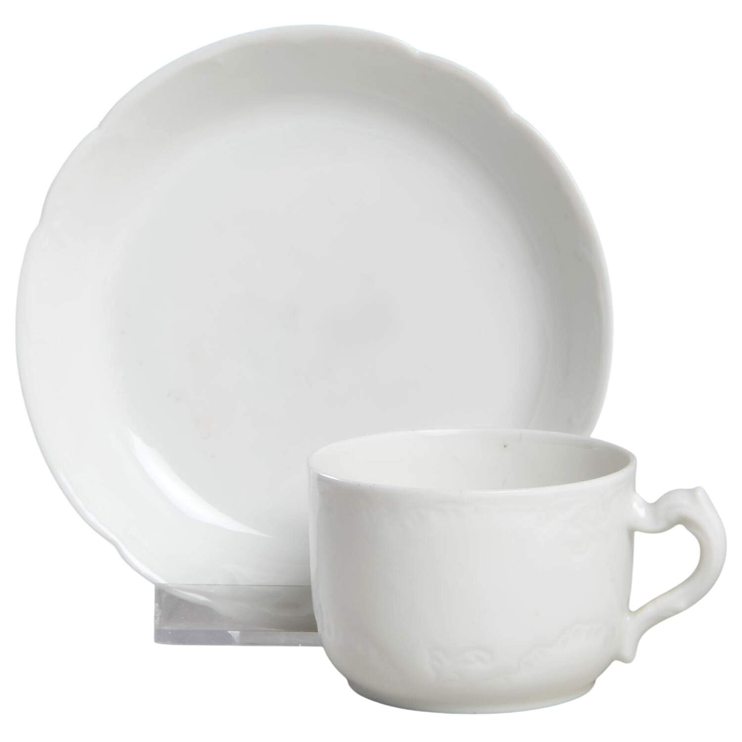 Marseille (All White) Flat Demitasse Cup & Saucer Set by Haviland-1