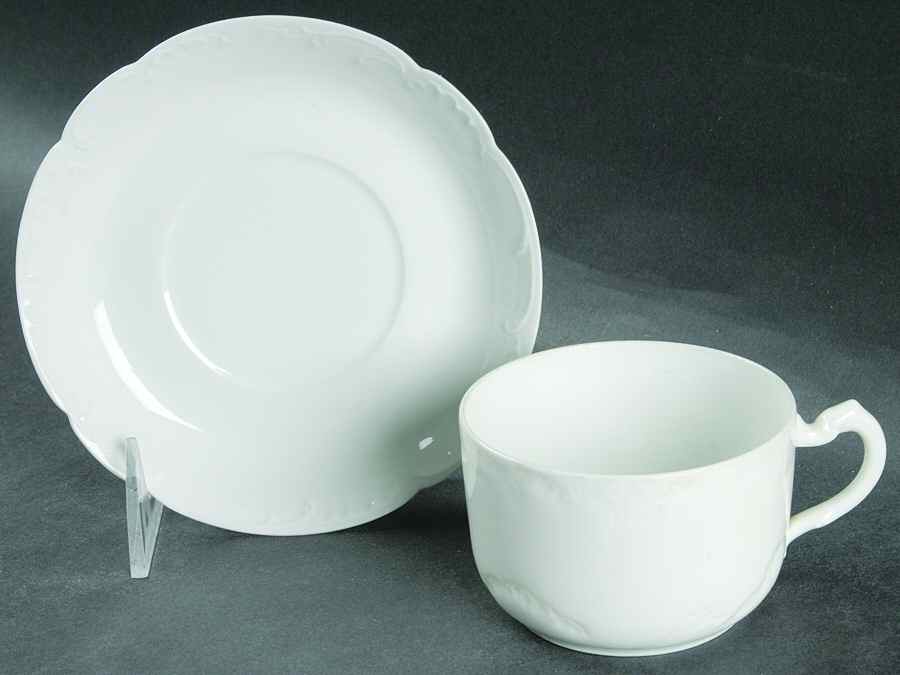 Marseille (All White) Flat Cup & Saucer Set by Haviland-1