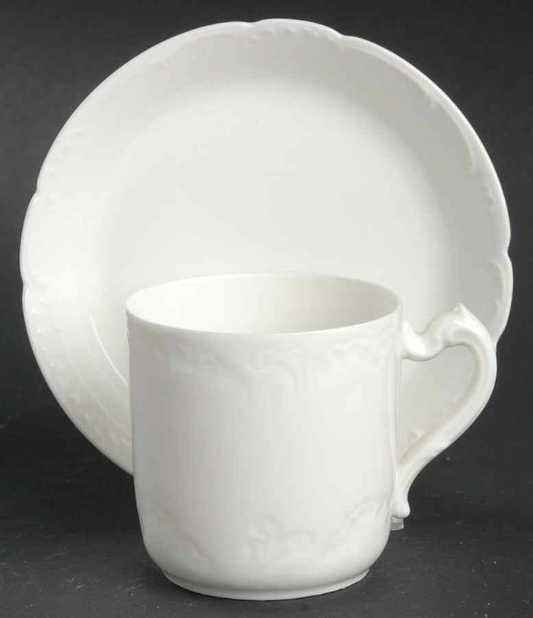 Marseille (All White) Flat Demitasse Cup & Saucer Set by Haviland-1