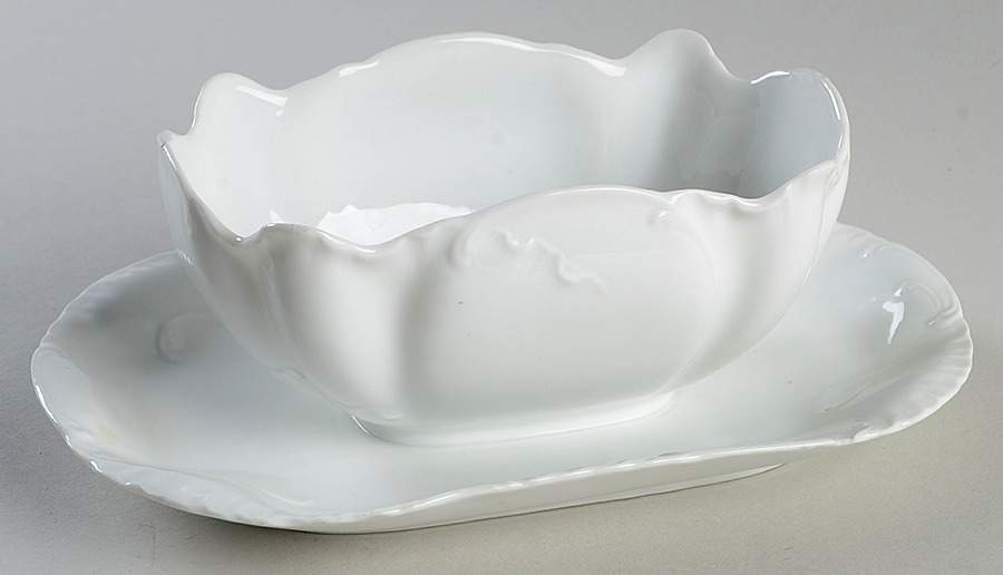 Marseille (All White) Gravy Boat with Attached Underplate by Haviland-1