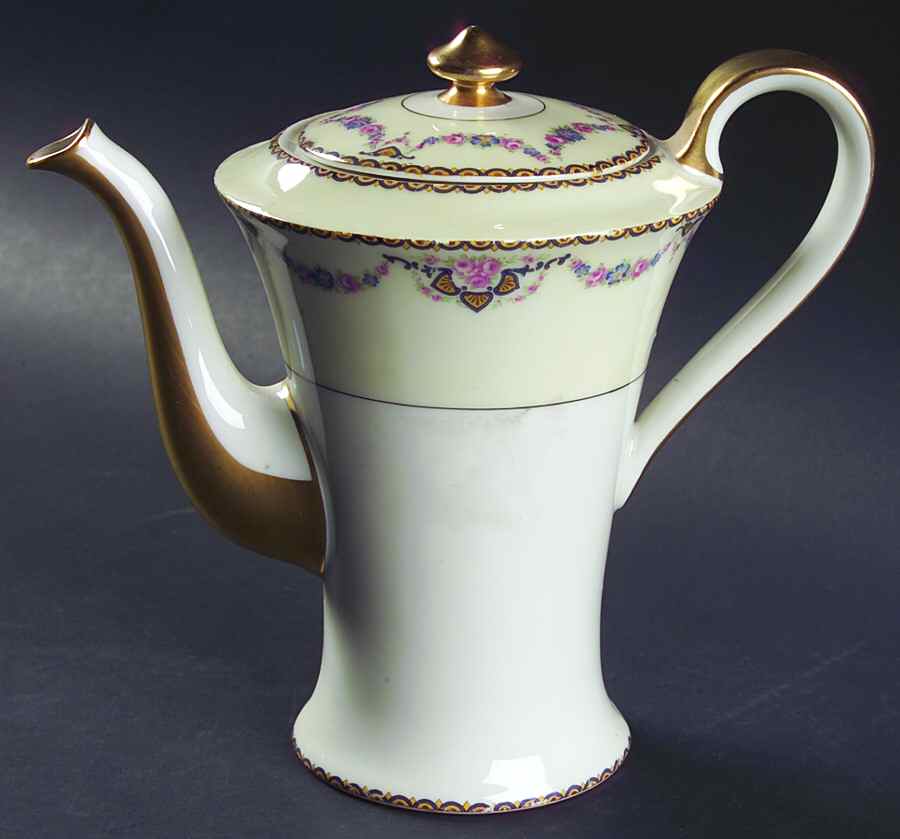 Marseille (Floral, Cream Rim) Coffee Pot & Lid by Haviland-1