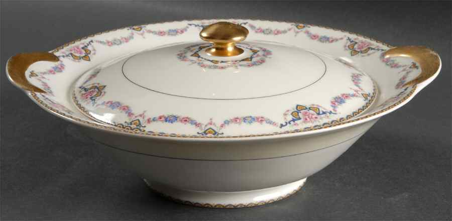 Marseille (Floral, Cream Rim) Round Covered Vegetable by Haviland-1