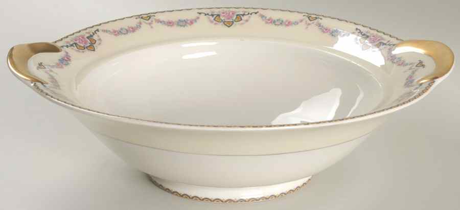 Marseille (Floral, Cream Rim) 10" Round Vegetable Bowl by Haviland-1