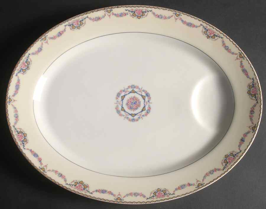 Marseille (Floral, Cream Rim) 15" Oval Serving Platter by Haviland-1