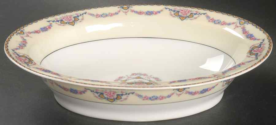 Marseille (Floral, Cream Rim) 9" Oval Vegetable Bowl by Haviland-1