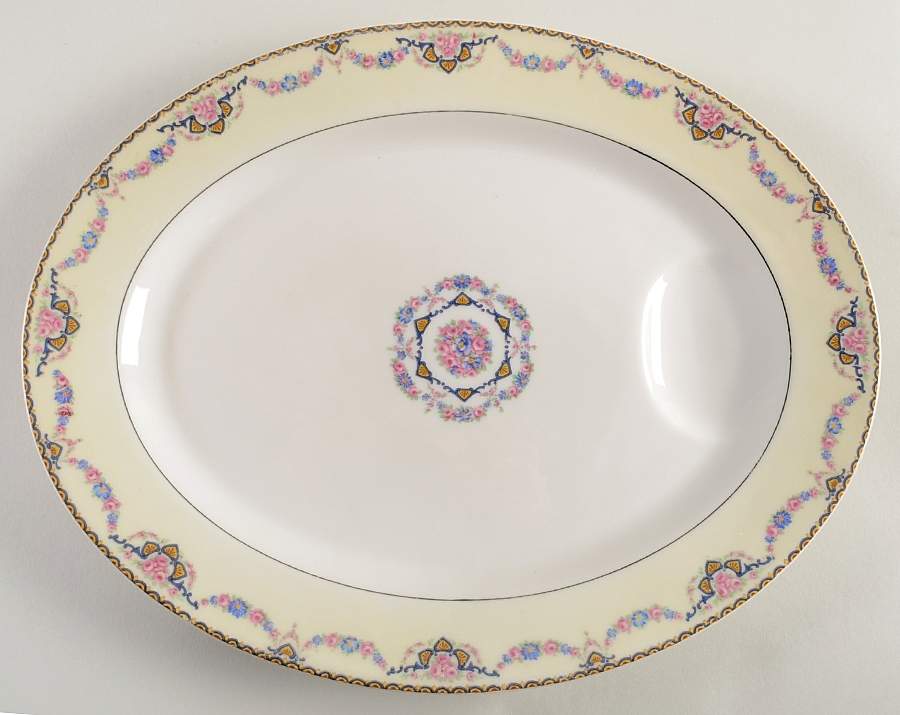 Marseille (Floral, Cream Rim) 13" Oval Serving Platter by Haviland-1