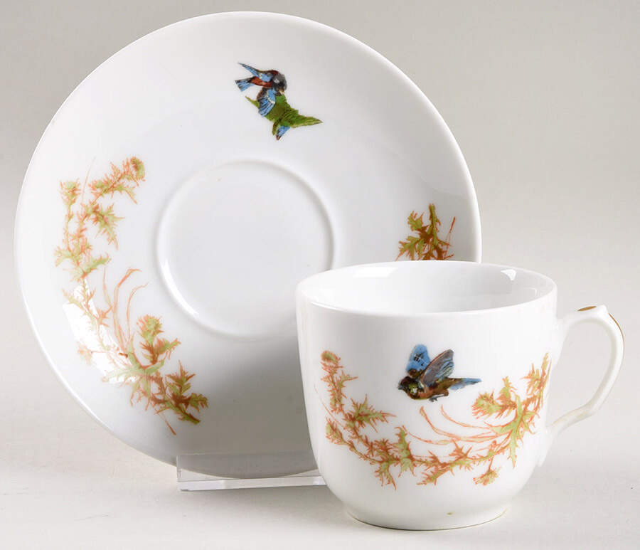 Meadow Visitors (Smooth, No Trim) Flat Cup & Saucer Set by Haviland-1