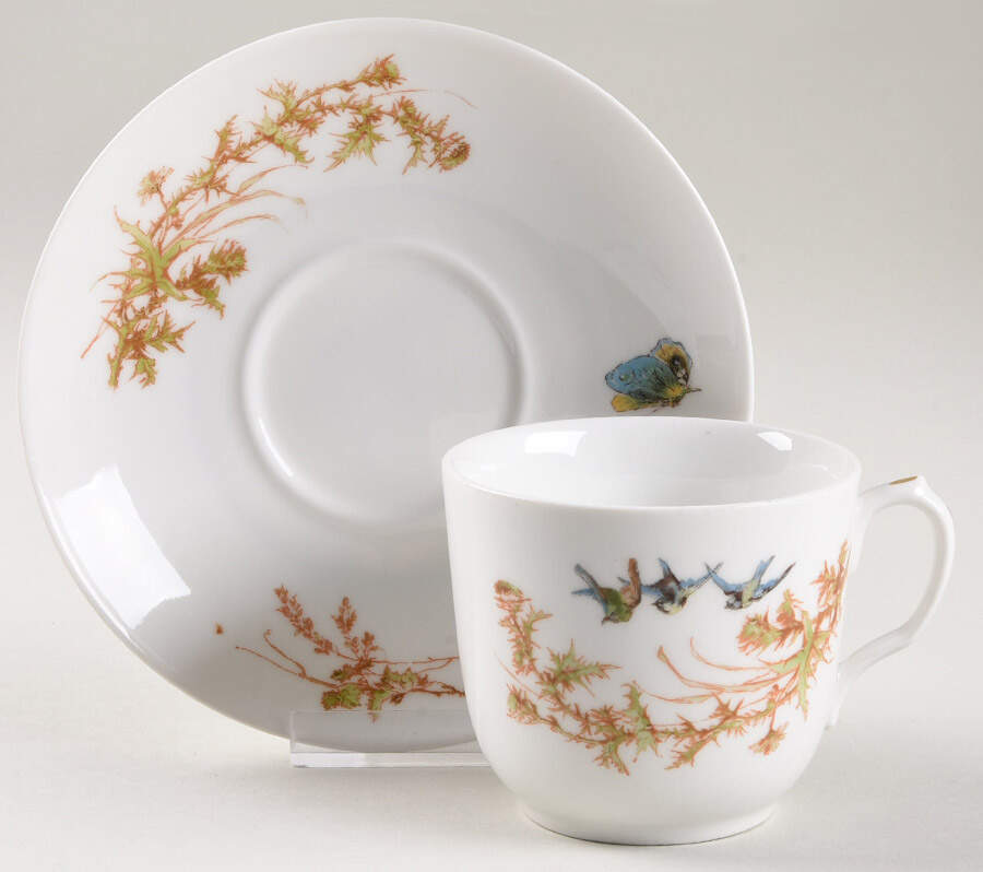 Meadow Visitors (Smooth, No Trim) Flat Cup & Saucer Set by Haviland-1